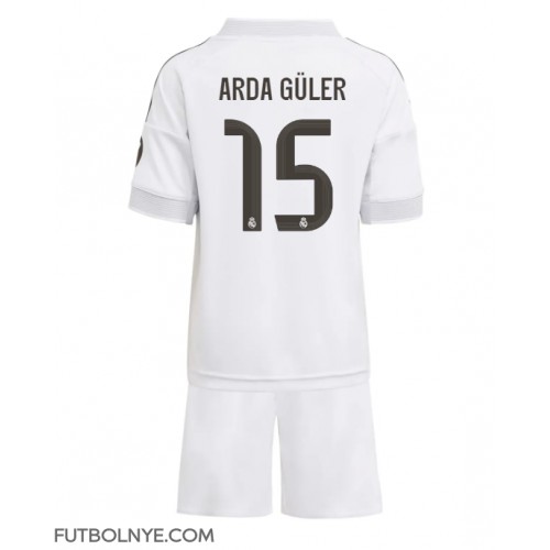 Camiseta Real Madrid Arda Guler #15 Primera Equipación para niños 2025-26 manga corta (+ pantalones cortos)